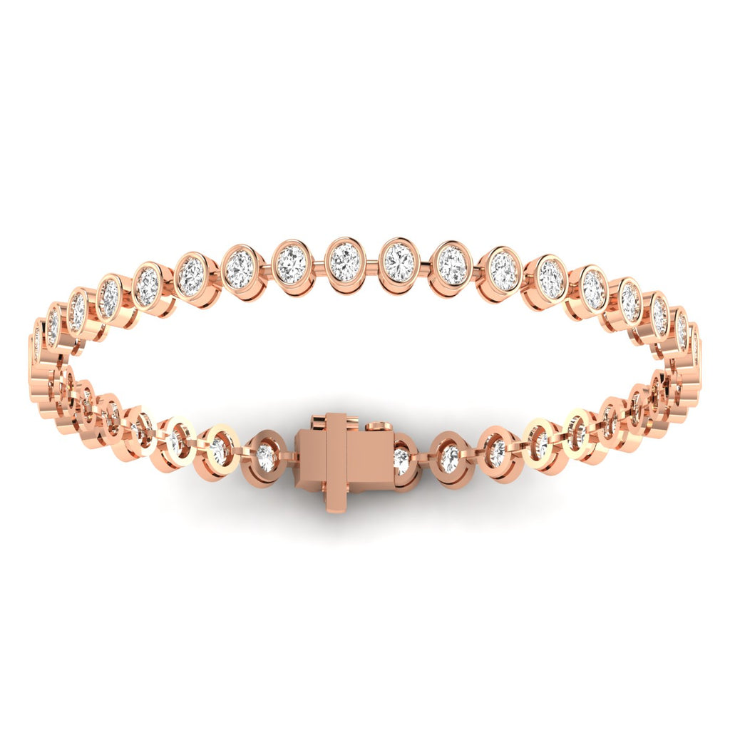 Majestic Bezel Oval Diamond Tennis Bracelet - Featuring bezel-set oval diamonds in an elegant, timeless design | Rose Gold | Back View