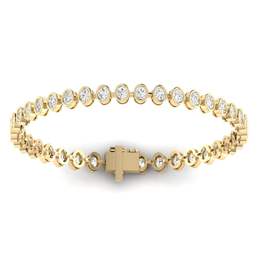 Majestic Bezel Oval Diamond Tennis Bracelet - Featuring bezel-set oval diamonds in an elegant, timeless design | Yellow Gold | Back View