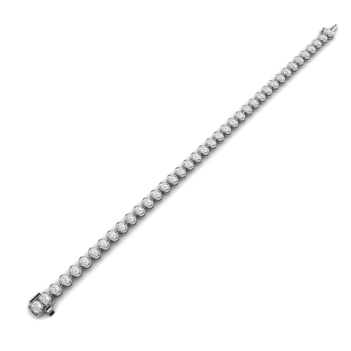 Majestic Bezel Oval Diamond Tennis Bracelet - Featuring bezel-set oval diamonds in an elegant, timeless design | White Gold | Front View