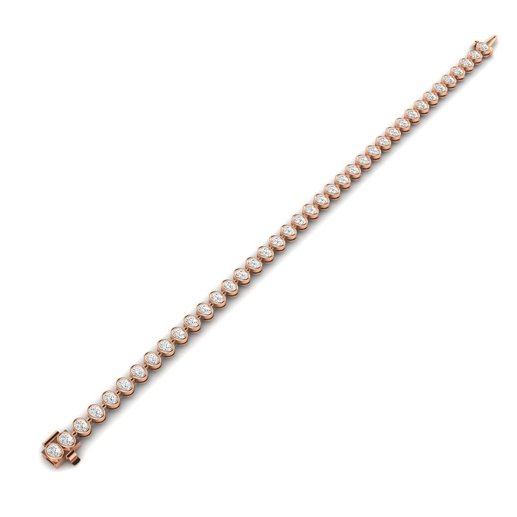 Majestic Bezel Oval Diamond Tennis Bracelet - Featuring bezel-set oval diamonds in an elegant, timeless design | Rose Gold | Front View