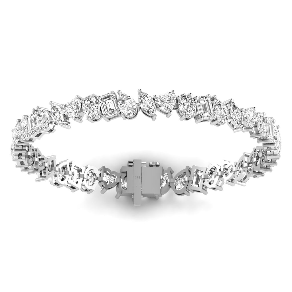 Dazzling Multi-Shape Diamond Tennis Bracelet - Featuring a mix of diamond shapes for a stunning, unique design | White Gold | Back View