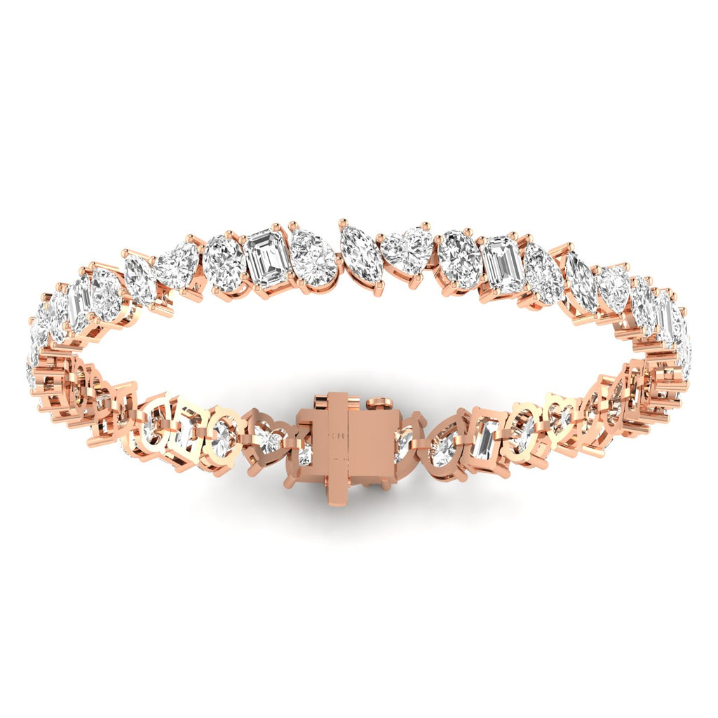 Dazzling Multi-Shape Diamond Tennis Bracelet - Featuring a mix of diamond shapes for a stunning, unique design | Rose Gold | Back View