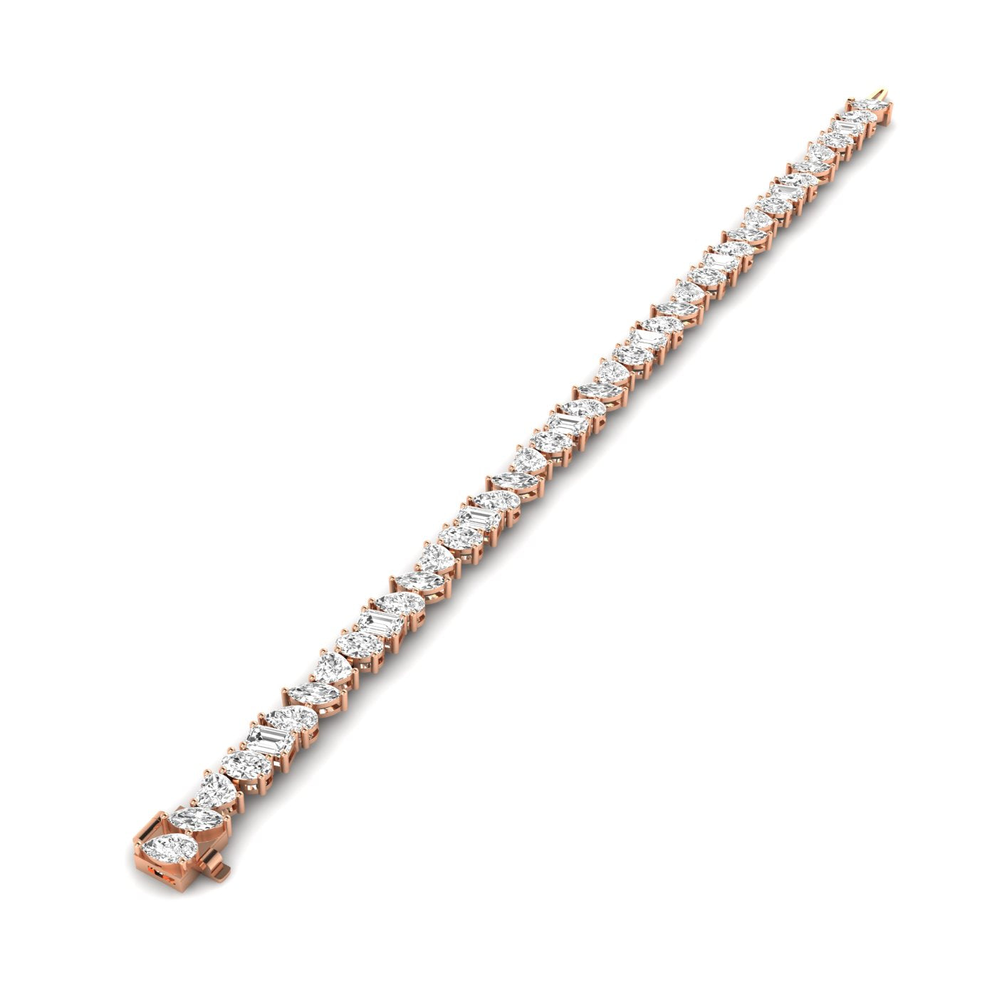 Dazzling Multi-Shape Diamond Tennis Bracelet - Featuring a mix of diamond shapes for a stunning, unique design | Rose Gold | Front View