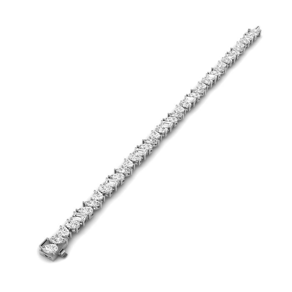 Dazzling Multi-Shape Diamond Tennis Bracelet - Featuring a mix of diamond shapes for a stunning, unique design | White Gold | Front View