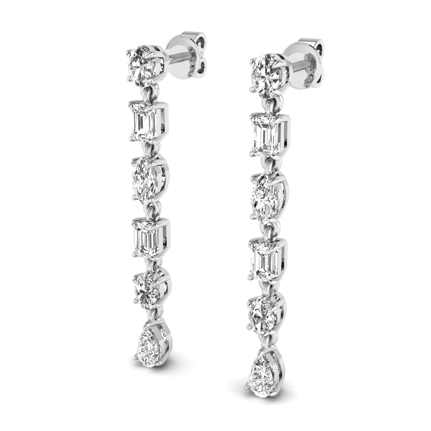 Classic tri-shape diamond dangle earrings featuring three stunning diamonds in a chic, modern design for a sophisticated and timeless look | White Gold | Side View