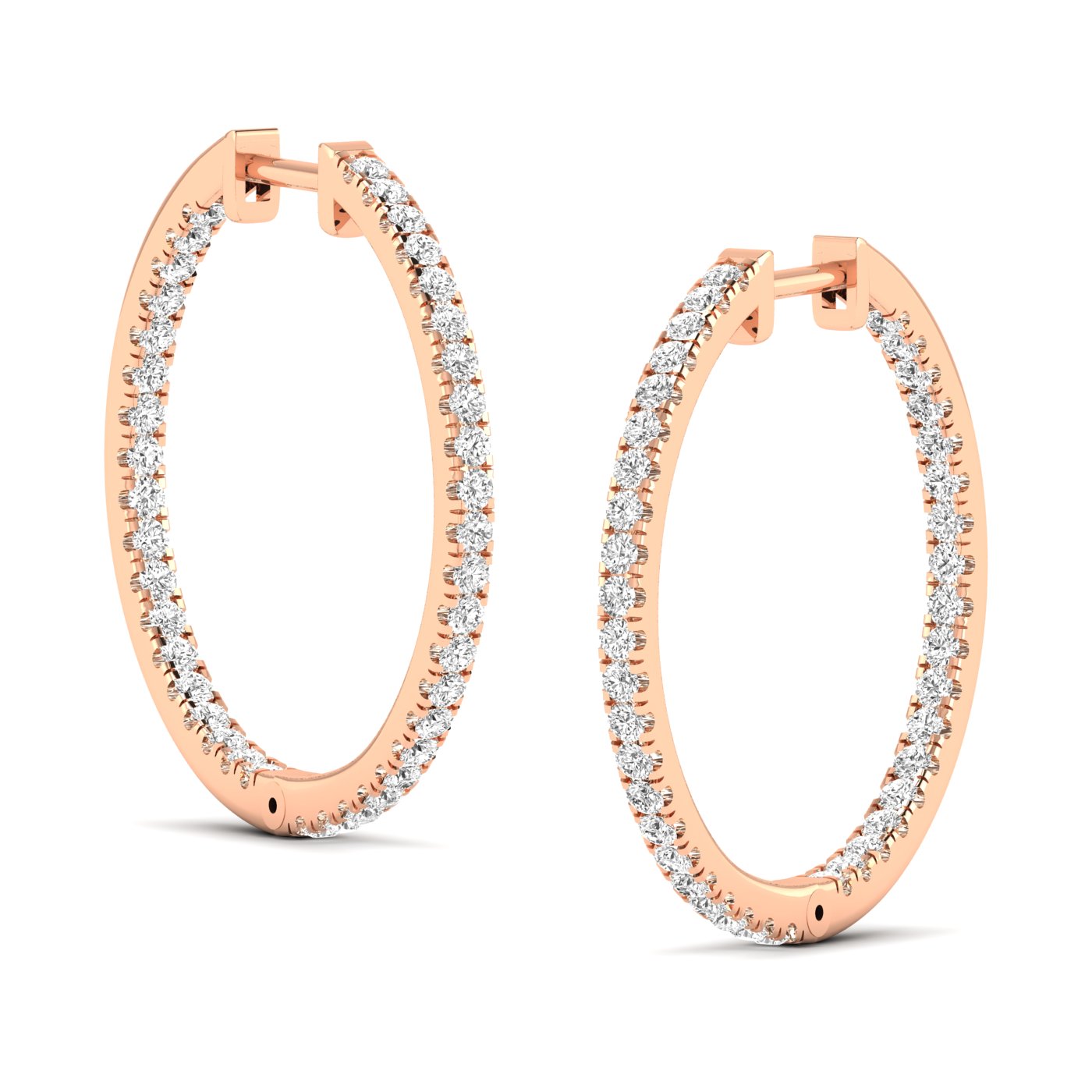 Beautiful stunning diamond hoop earrings featuring sparkling diamonds set in premium metal, offering a timeless and elegant accessory for any occasion | Rose Gold | Side View