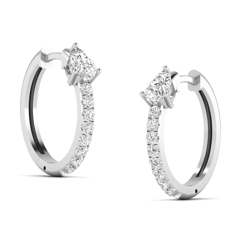 Elegant Pear Cut Luxe Hoops Diamond Earrings featuring stunning pear-shaped diamonds set in a sleek hoop design, offering a sophisticated and luxurious look | White Gold | Side View