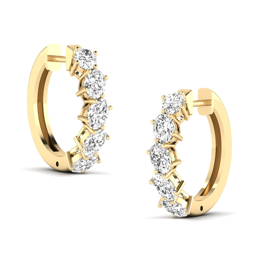 Stunning Endless Diamond Sparkle Earrings featuring a continuous line of sparkling diamonds set in high-quality metal, offering a radiant and timeless look | Yellow Gold | Side View