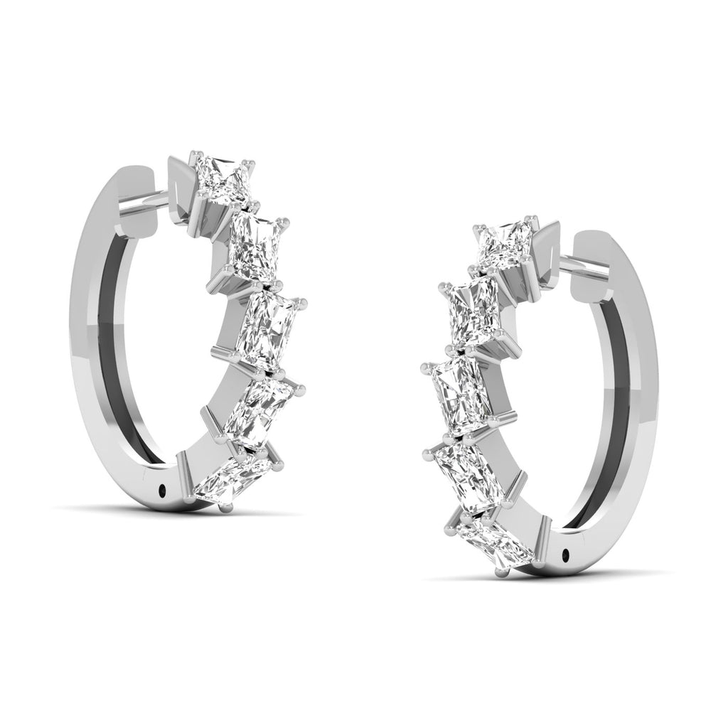 Elegant Princess Sparkle Hoops Diamond Earrings featuring sparkling diamonds set in a sleek hoop design, offering a radiant and sophisticated look | White Gold | Side View