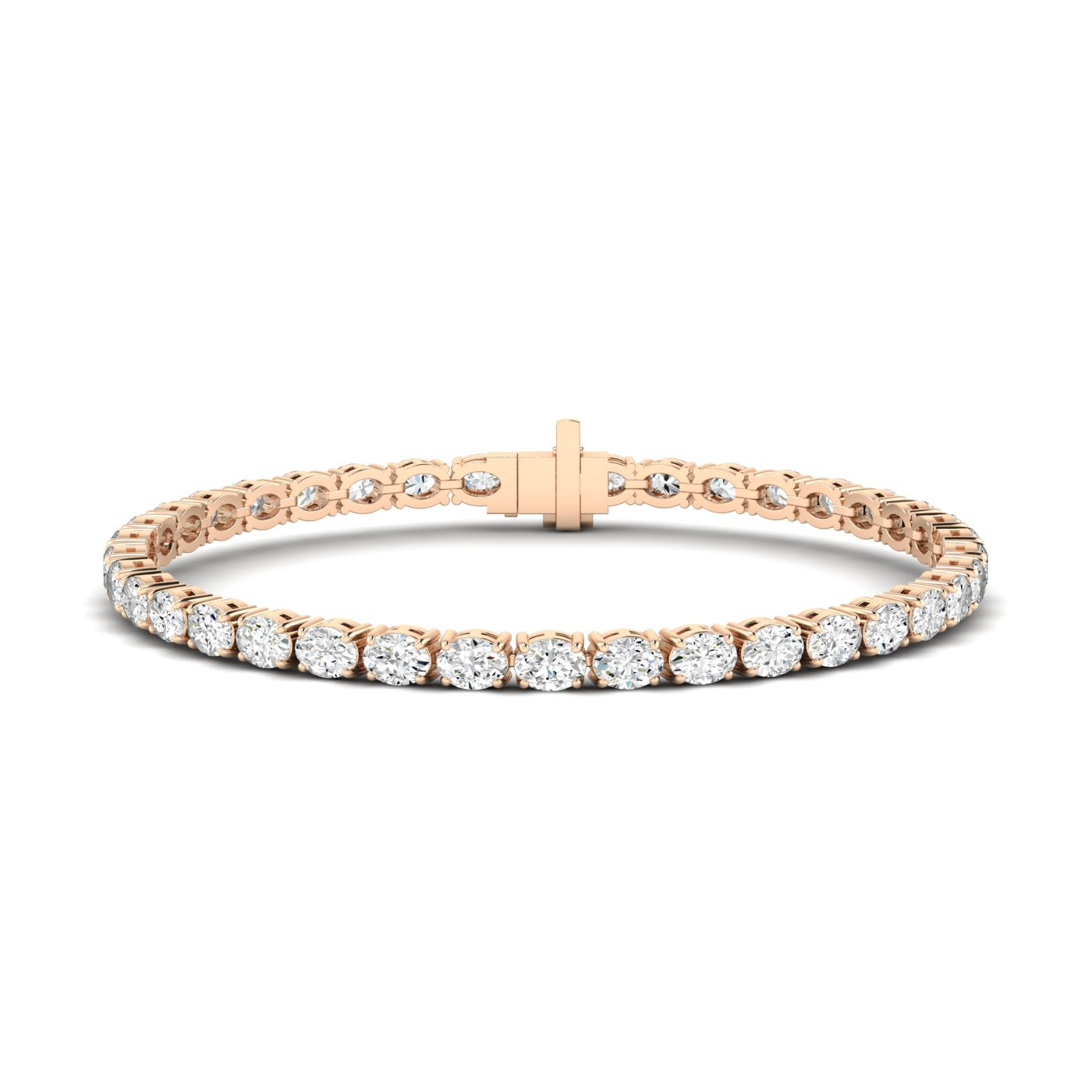 Charming Oval Diamond Tennis Bracelet - Elegant and timeless diamond jewelry | Rose Gold | Front View