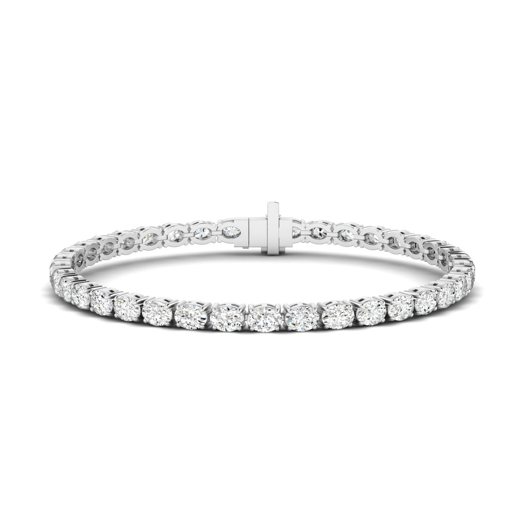 Charming Oval Diamond Tennis Bracelet - Elegant and timeless diamond jewelry | White Gold | Front View