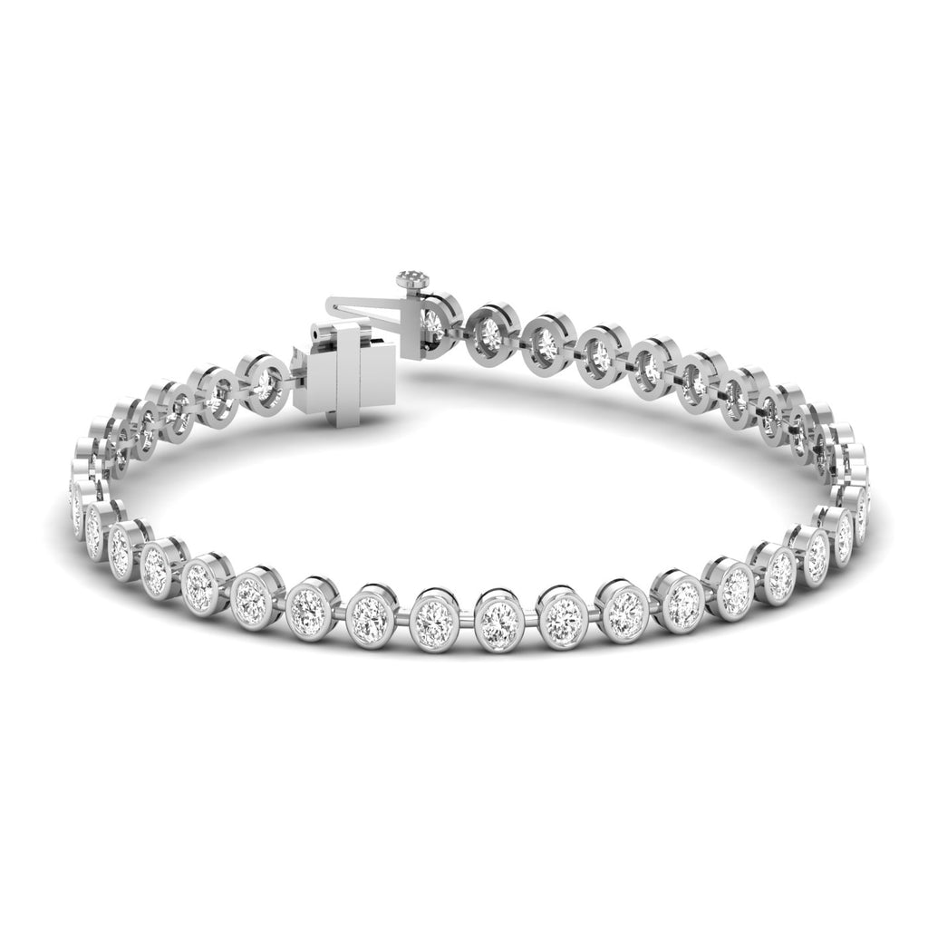 Majestic Bezel Oval Diamond Tennis Bracelet - Featuring bezel-set oval diamonds in an elegant, timeless design | White Gold | Front View