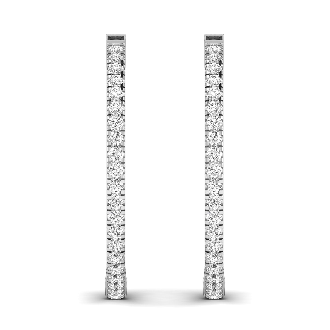 Beautiful stunning diamond hoop earrings featuring sparkling diamonds set in premium metal, offering a timeless and elegant accessory for any occasion | White Gold | Front View