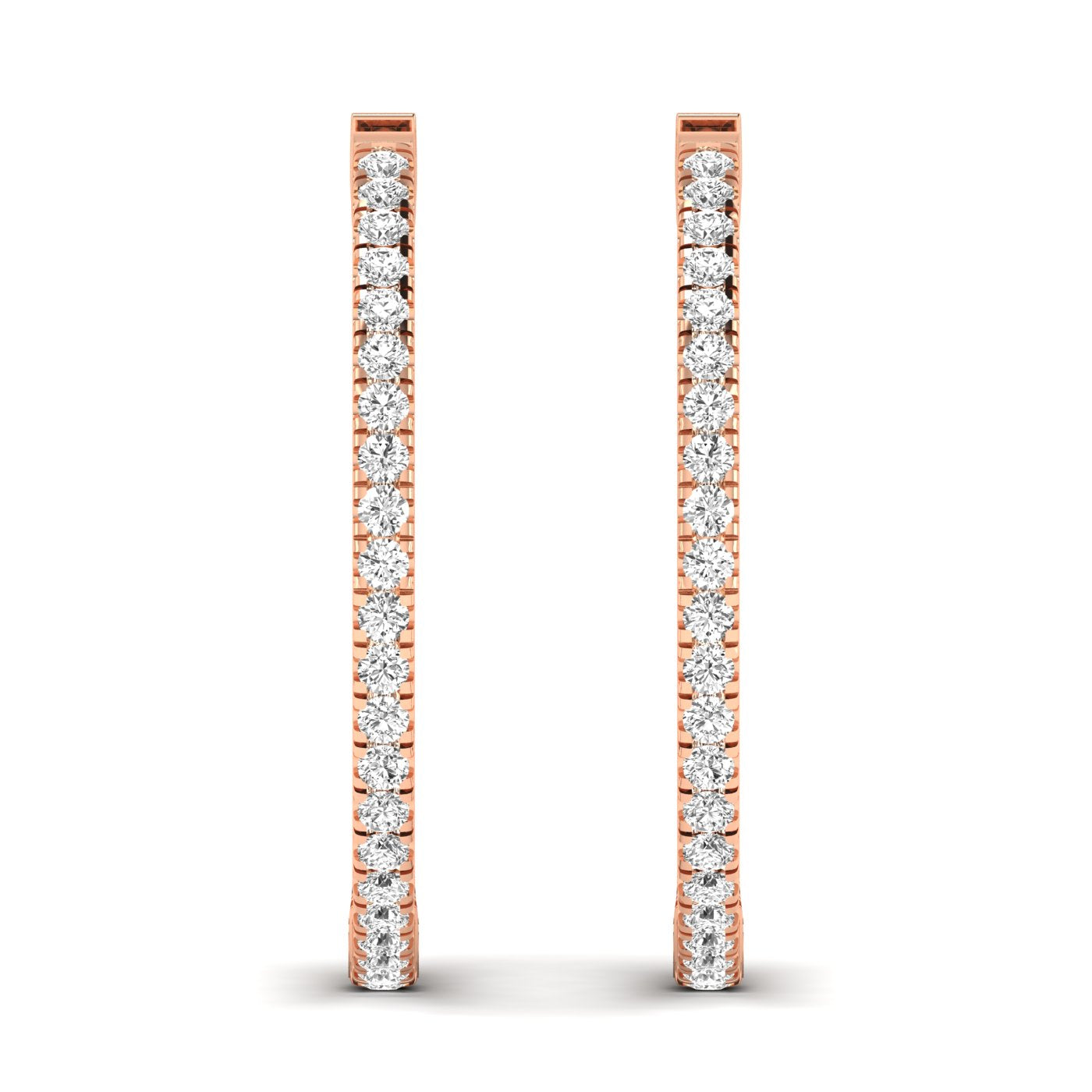 Beautiful stunning diamond hoop earrings featuring sparkling diamonds set in premium metal, offering a timeless and elegant accessory for any occasion | Rose Gold | Front View