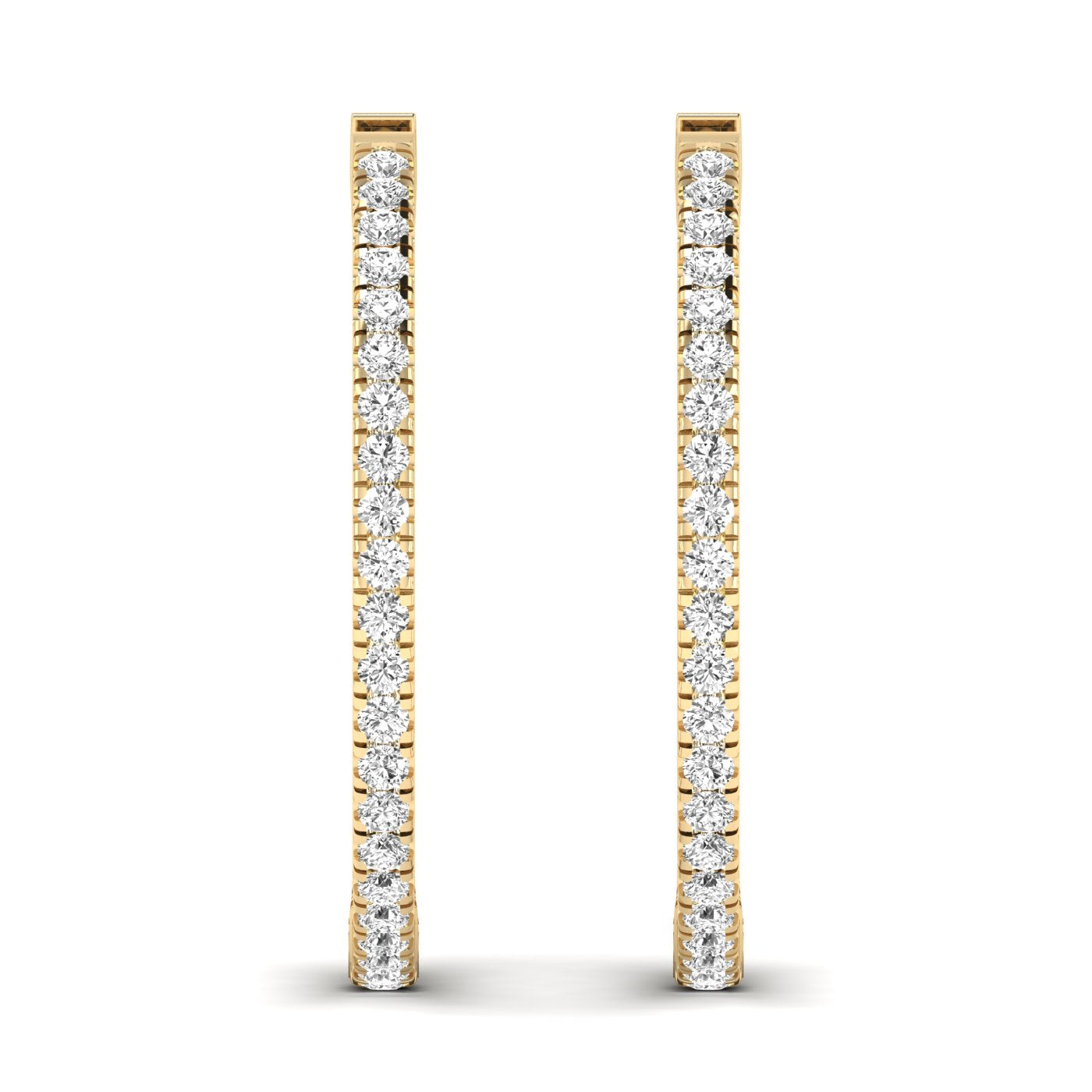 Beautiful stunning diamond hoop earrings featuring sparkling diamonds set in premium metal, offering a timeless and elegant accessory for any occasion | Yellow Gold | Front View