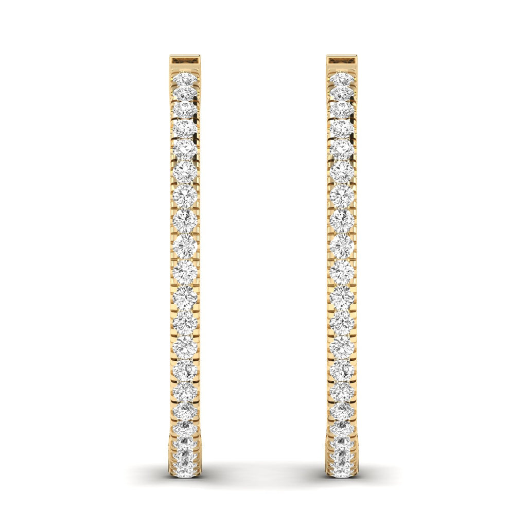 Beautiful stunning diamond hoop earrings featuring sparkling diamonds set in premium metal, offering a timeless and elegant accessory for any occasion | Yellow Gold | Front View