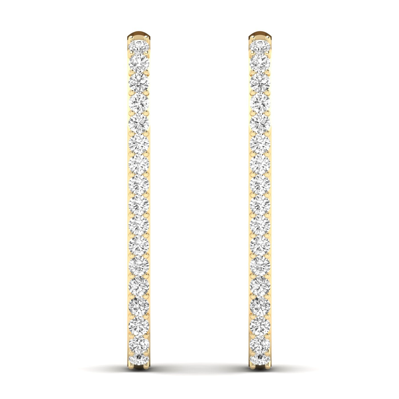 Elegant bold elongated diamond hoop earrings featuring sparkling diamonds set in high-quality metal, perfect for a chic and sophisticated look | Yellow Gold | Front View