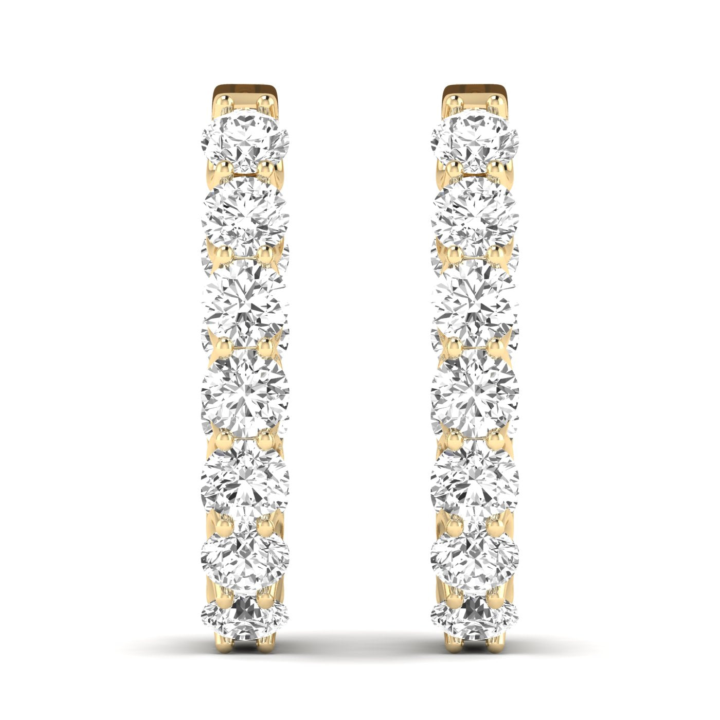 Mesmerizing diamond hoop earrings featuring sparkling diamonds set in high-quality metal, designed to create a captivating and elegant look for any occasion | Yellow Gold | Front View