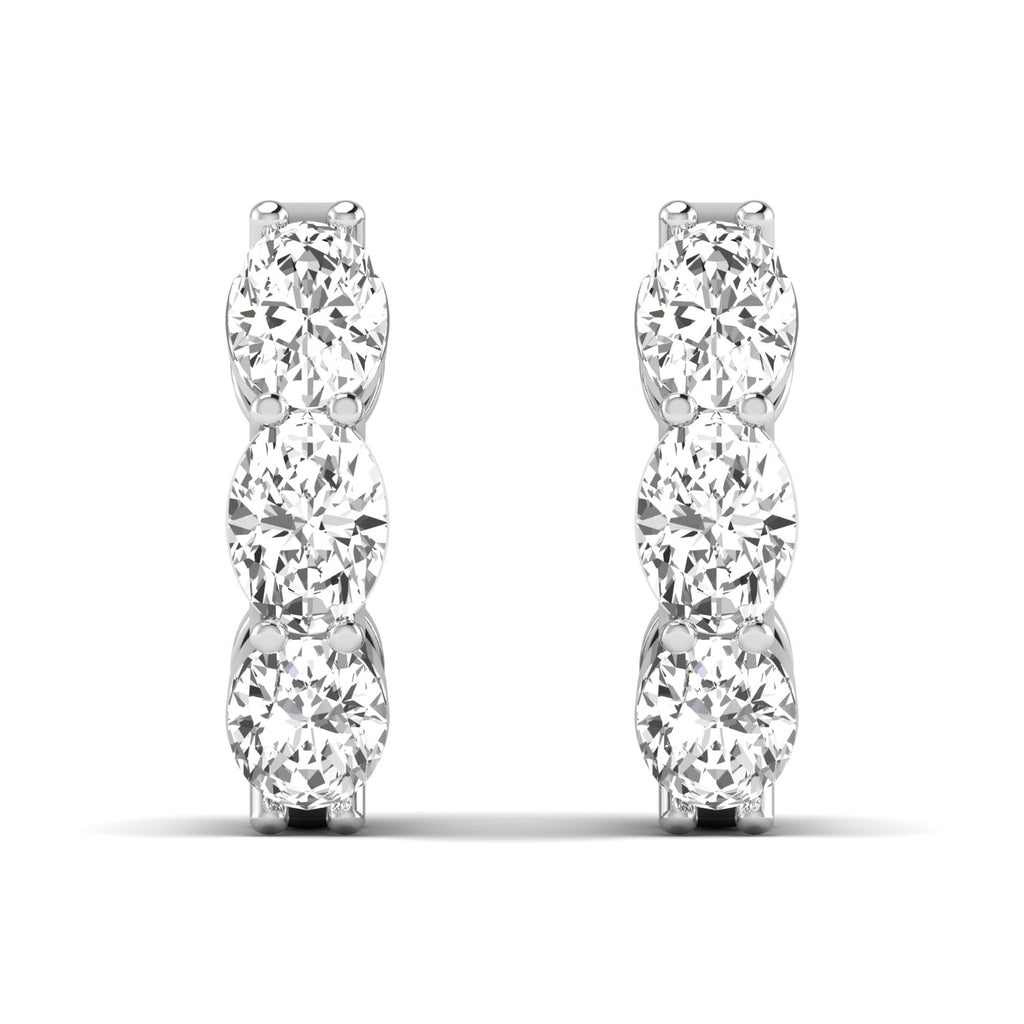 Stunning large oval shared prong diamond earrings featuring radiant oval diamonds set in sleek shared prong settings, offering an elegant and timeless look | White Gold | Front View