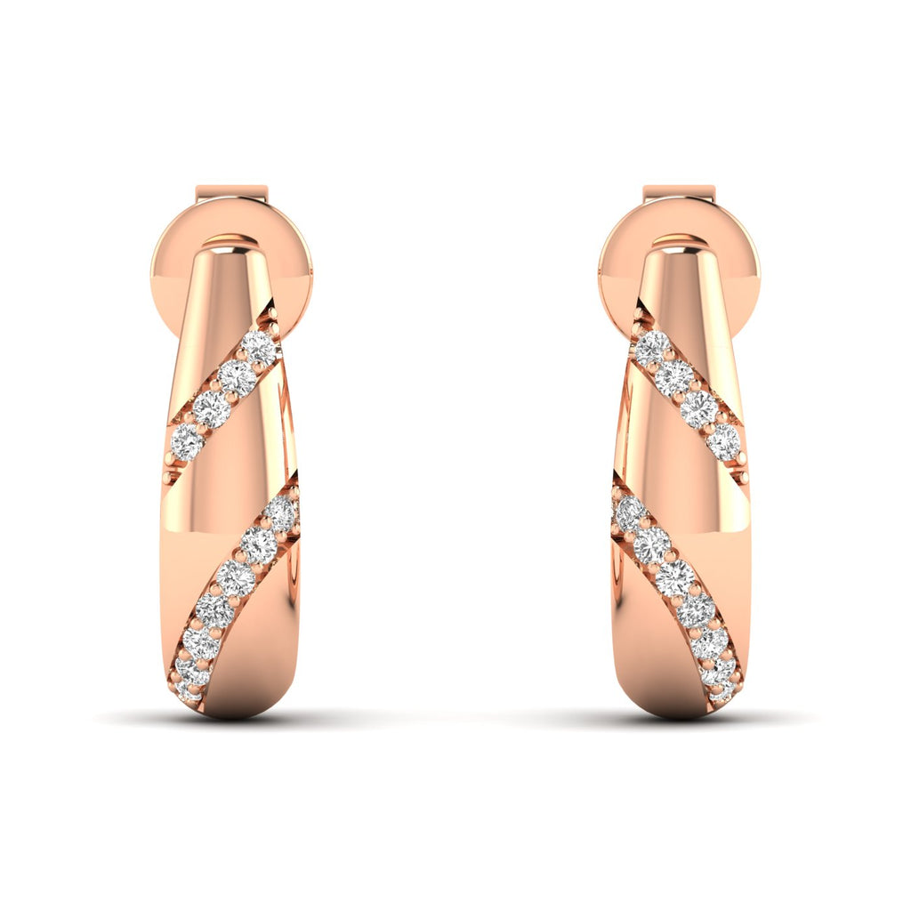 Elegant Twisted Luxe Hoops Diamond Earrings featuring a unique twisted design with sparkling diamonds, offering a sophisticated and modern look | Rose Gold | Front View