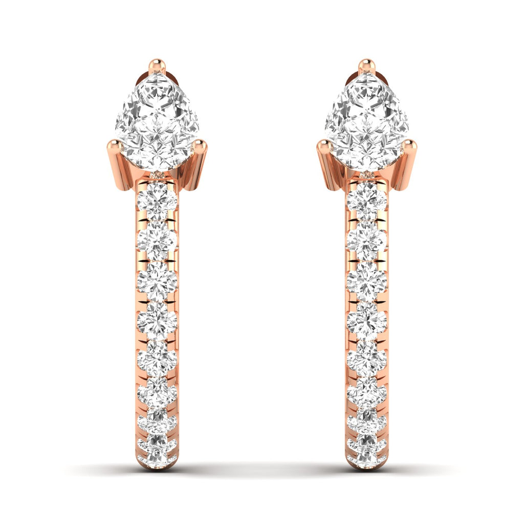 Elegant Pear Cut Luxe Hoops Diamond Earrings featuring stunning pear-shaped diamonds set in a sleek hoop design, offering a sophisticated and luxurious look | Rose Gold | Front View