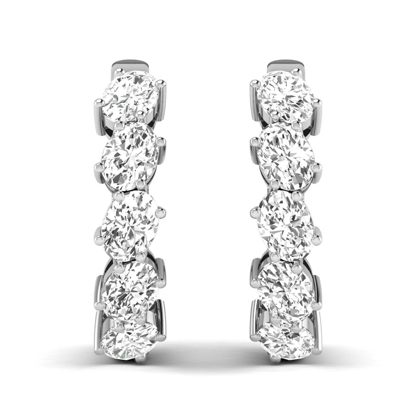 Stunning Endless Diamond Sparkle Earrings featuring a continuous line of sparkling diamonds set in high-quality metal, offering a radiant and timeless look | White Gold | Front View