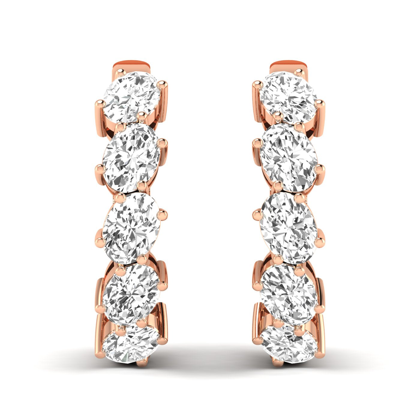 Stunning Endless Diamond Sparkle Earrings featuring a continuous line of sparkling diamonds set in high-quality metal, offering a radiant and timeless look | Rose Gold | Front View