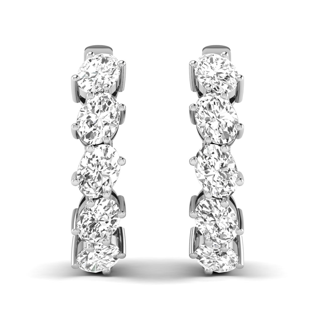 Stunning Endless Diamond Sparkle Earrings featuring a continuous line of sparkling diamonds set in high-quality metal, offering a radiant and timeless look | White Gold | Front View