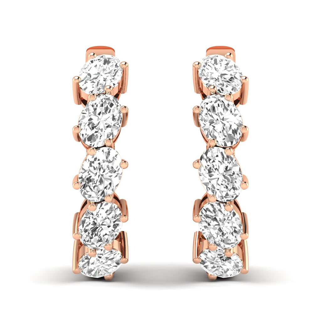 Stunning Endless Diamond Sparkle Earrings featuring a continuous line of sparkling diamonds set in high-quality metal, offering a radiant and timeless look | Rose Gold | Front View