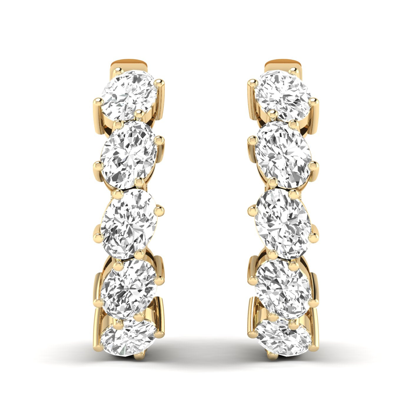 Stunning Endless Diamond Sparkle Earrings featuring a continuous line of sparkling diamonds set in high-quality metal, offering a radiant and timeless look | Yellow Gold | Front View