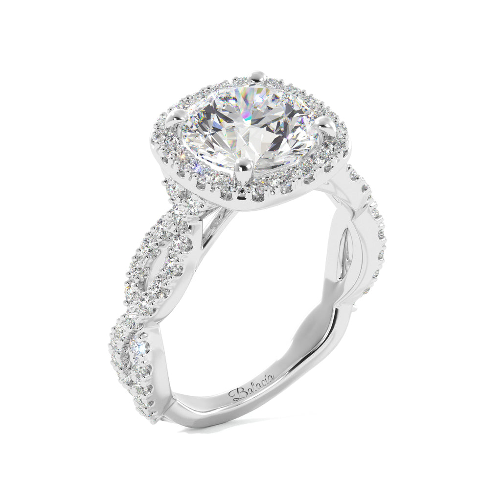 Round Cut Cathedral Twist Band Engagement Ring