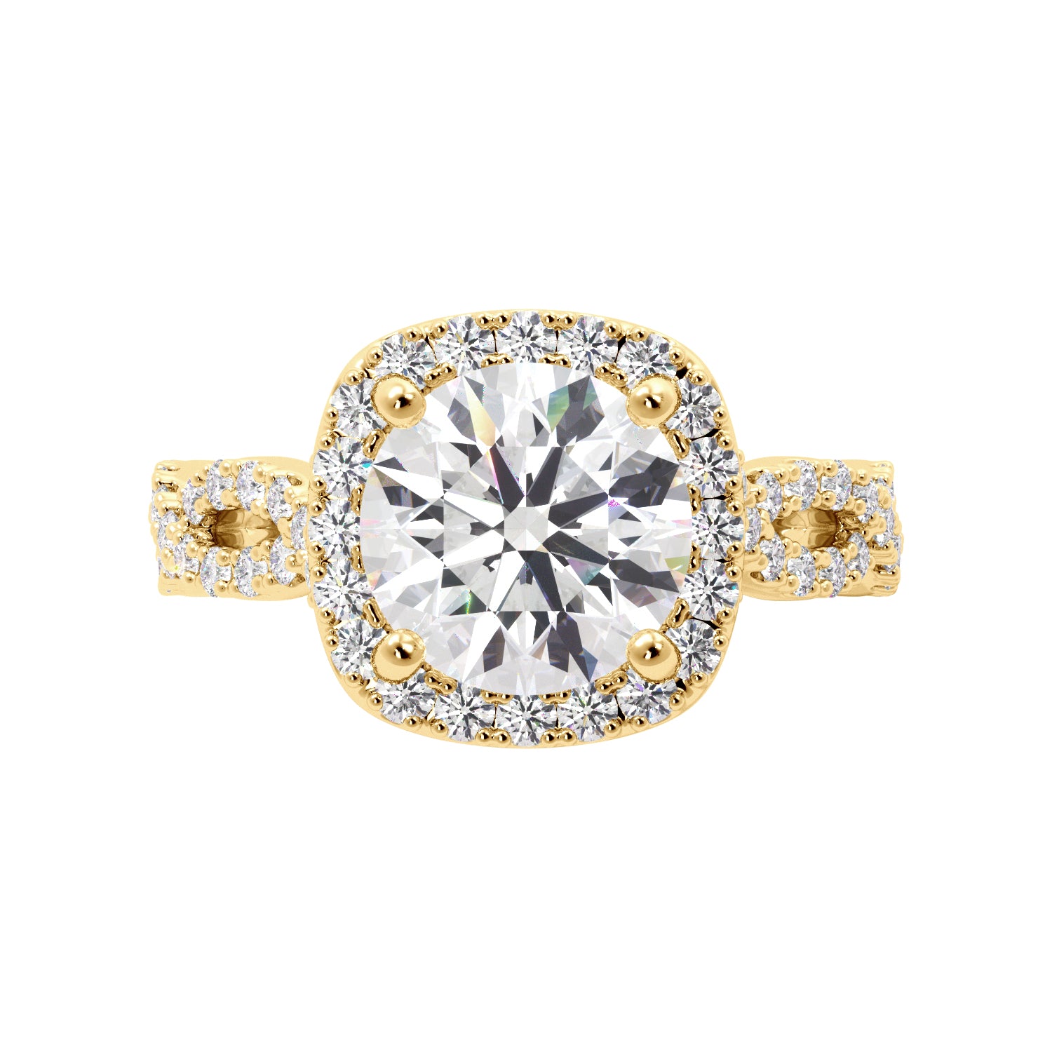 Round Cut Cathedral Twist Band Engagement Ring