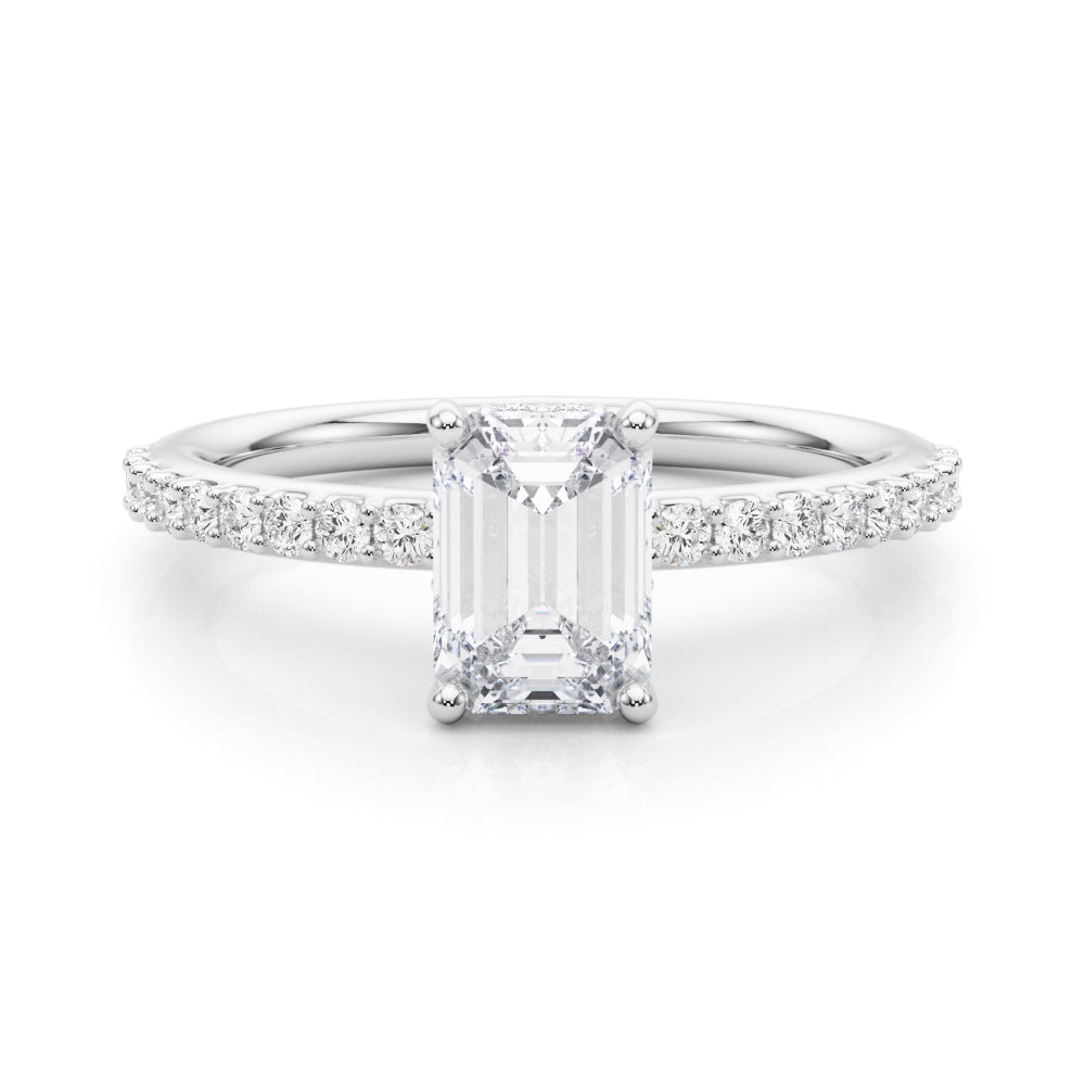 Emerald Cut Diamond Pavé Engagement Ring Front