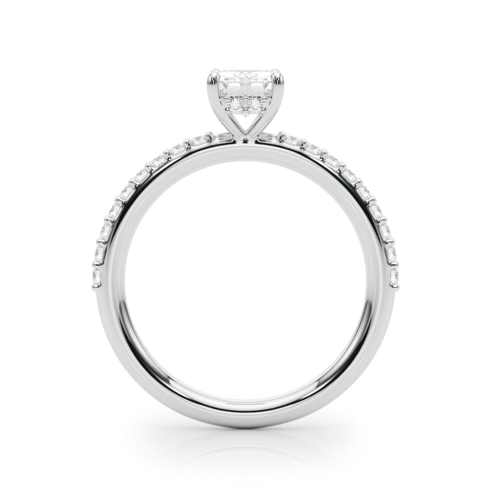 Emerald Cut Diamond Pavé Engagement Ring Side