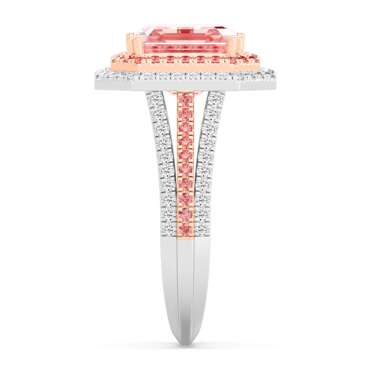 Pink Diamond Engagement Ring two toned unique ring