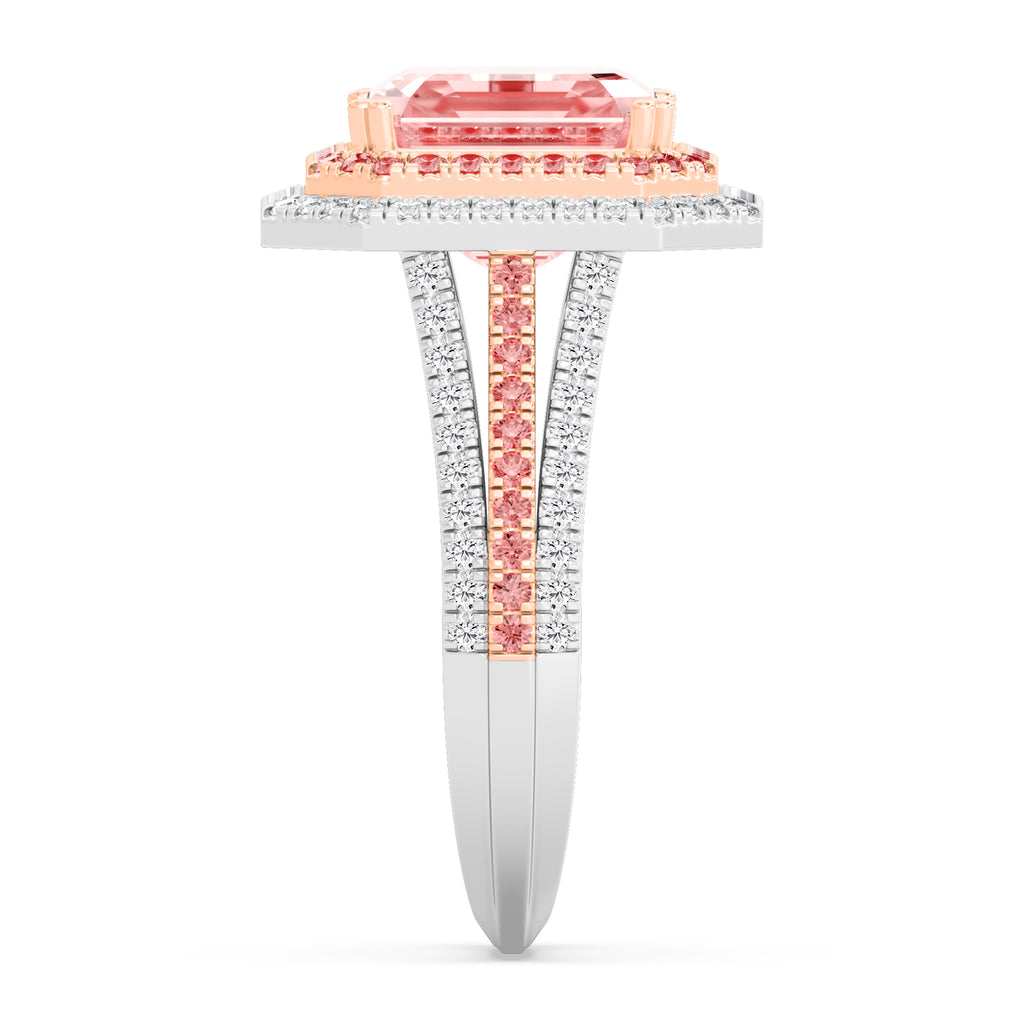 Pink Diamond Engagement Ring two toned unique ring