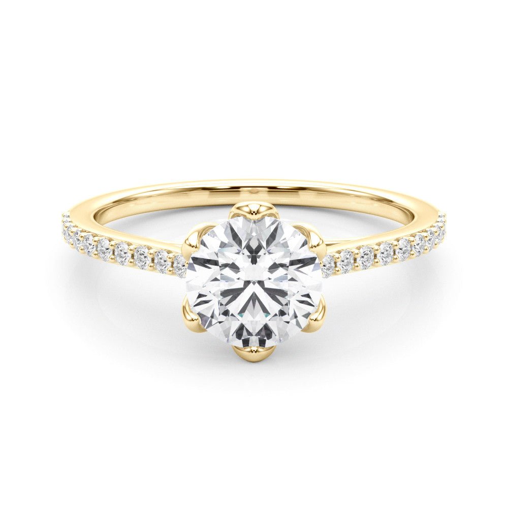 Floral Round Diamond Engagement Ring 