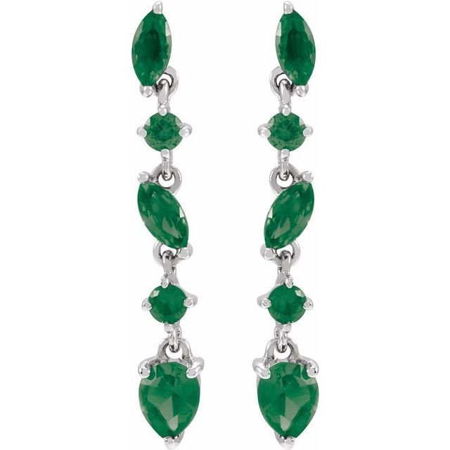 Green Emerald Drop 14k Earrings 