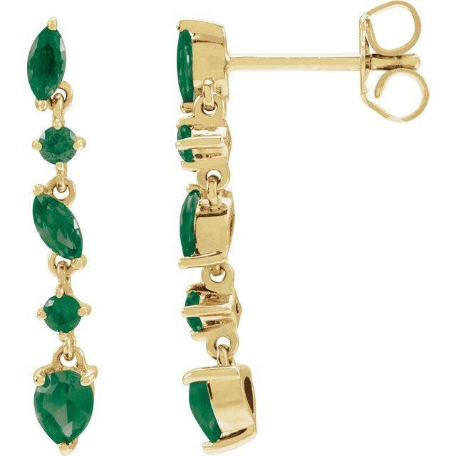 Green Emerald Drop Earrings Side View