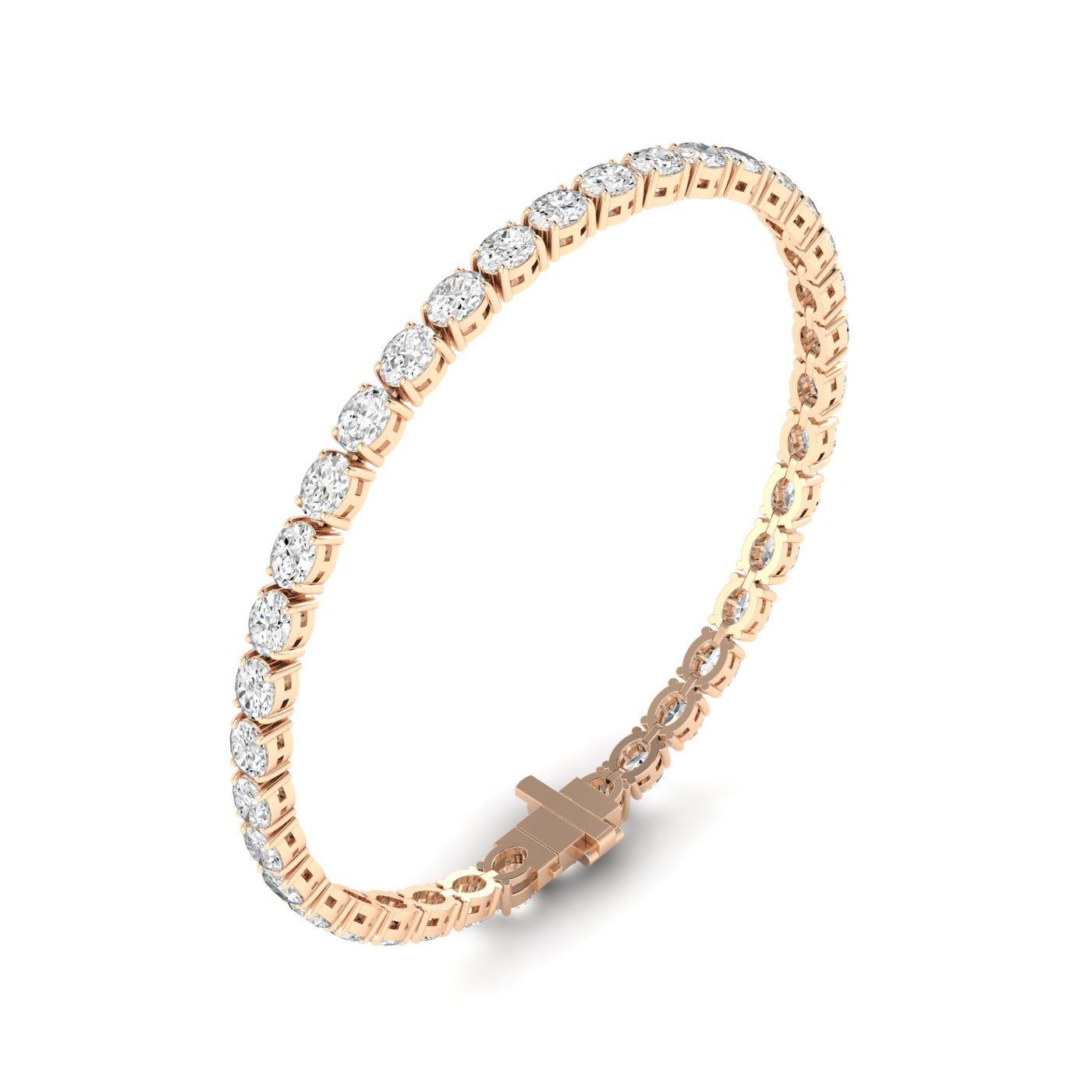 Charming Oval Diamond Tennis Bracelet - Elegant and timeless diamond jewelry | Rose Gold | Side View