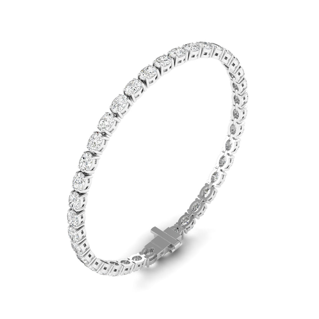 Charming Oval Diamond Tennis Bracelet - Elegant and timeless diamond jewelry | White Gold | Side View