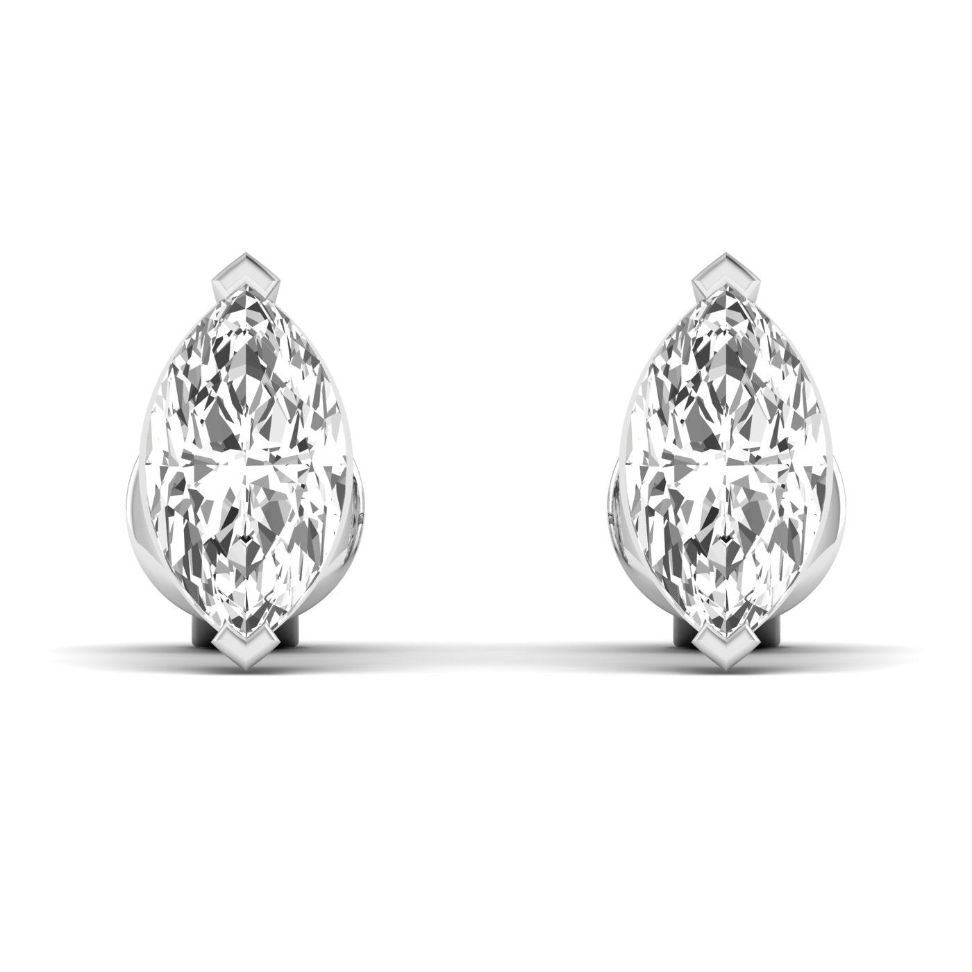 Stunning dazzling oval cut diamond stud earrings with brilliant diamonds set in a sleek, timeless design for added elegance | White Gold | Front View