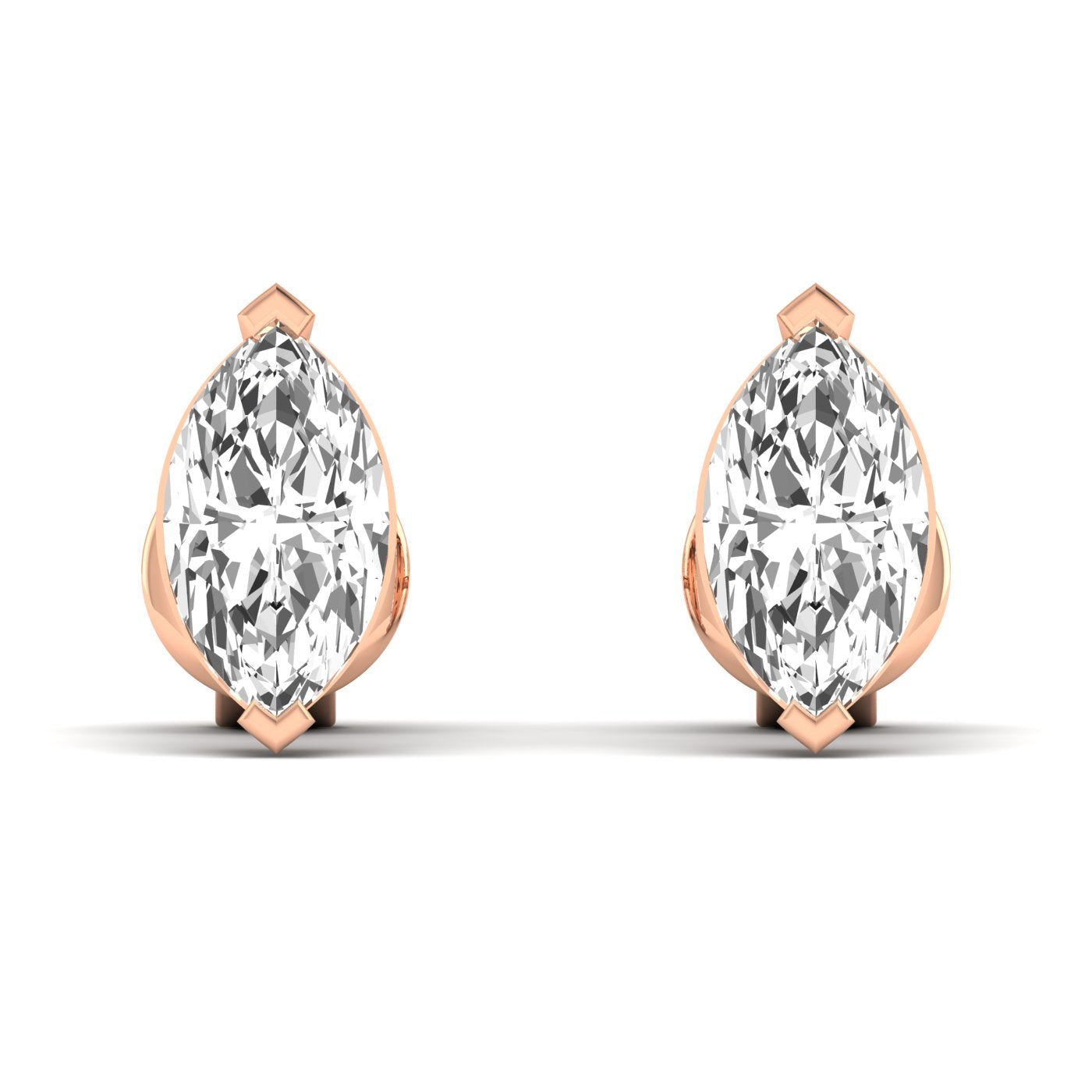 Stunning dazzling oval cut diamond stud earrings with brilliant diamonds set in a sleek, timeless design for added elegance | Rose Gold | Front View