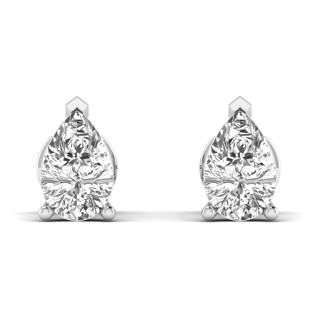 Elegant pear diamond stud earrings featuring stunning pear-shaped diamonds set in a sleek, sophisticated design for a timeless look | White Gold | Front View