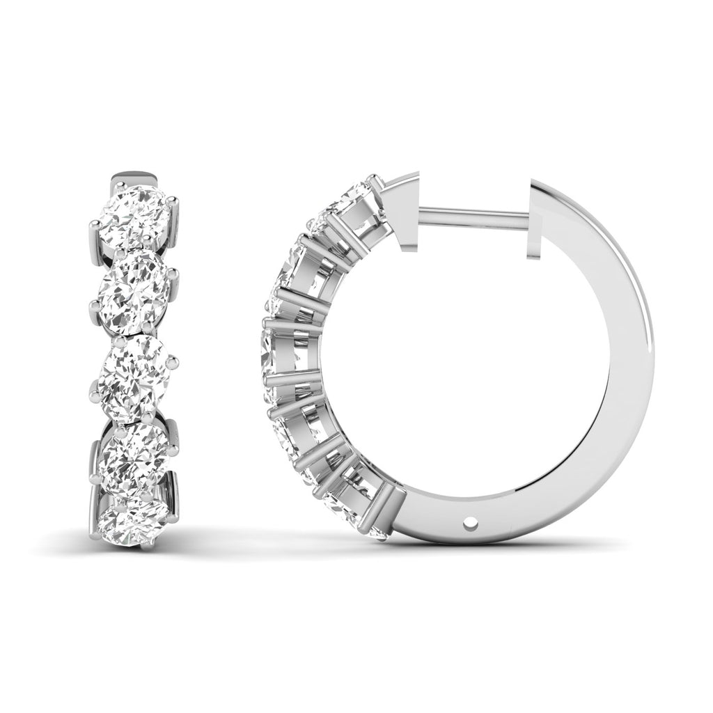 Stunning Endless Diamond Sparkle Earrings featuring a continuous line of sparkling diamonds set in high-quality metal, offering a radiant and timeless look | White Gold | Front + Side View