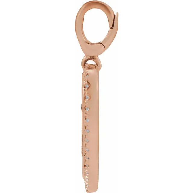 Heart Diamond Rose Gold Pendant Side View