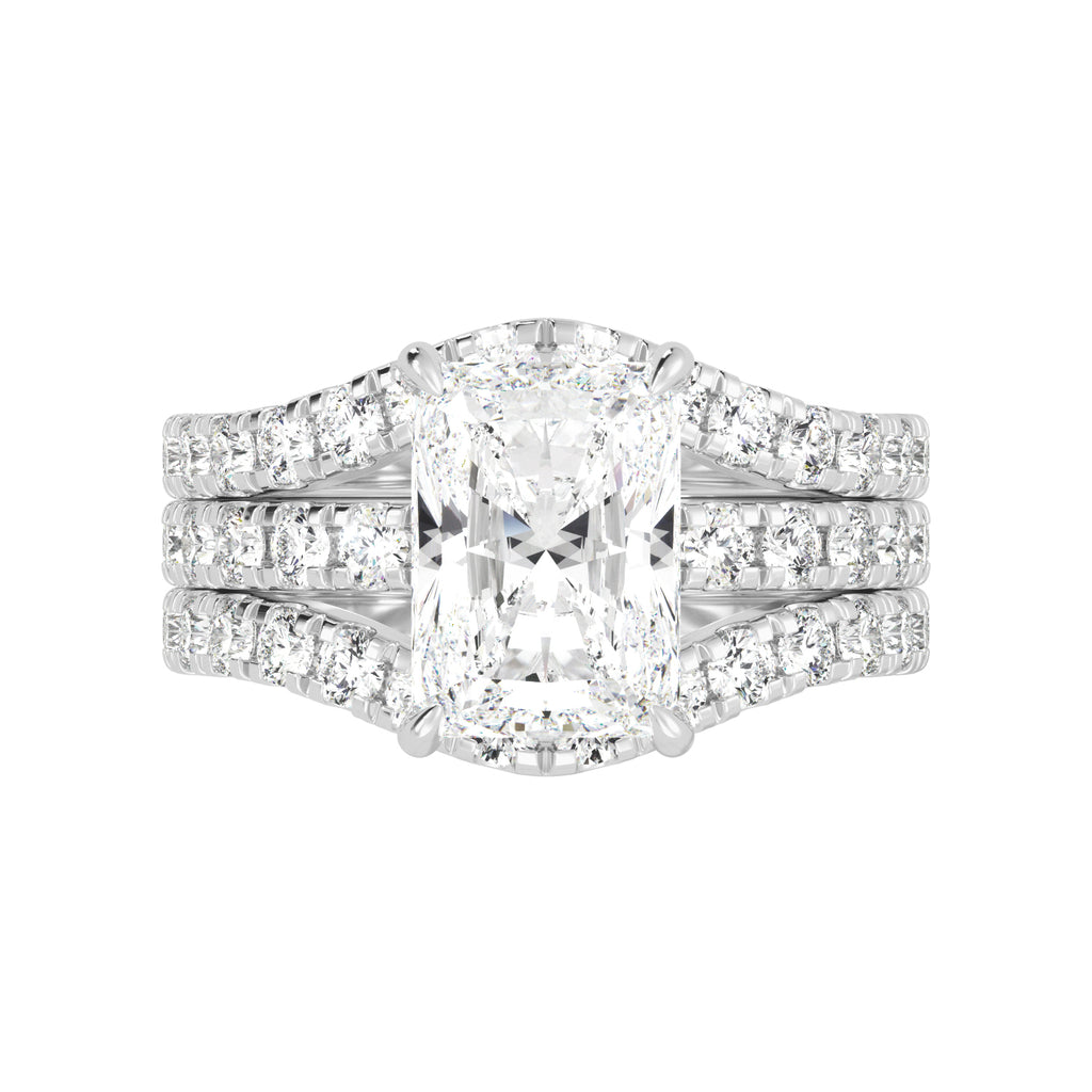 2.5 Carat Radiant Cut Hidden Halo Ring Guard Set