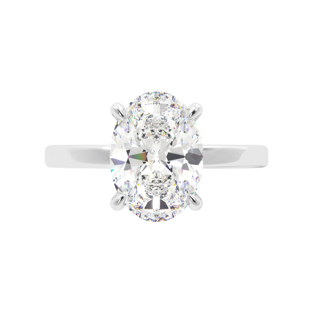 Oval Cut Solitaire with Hidden Halo Engagement Ring