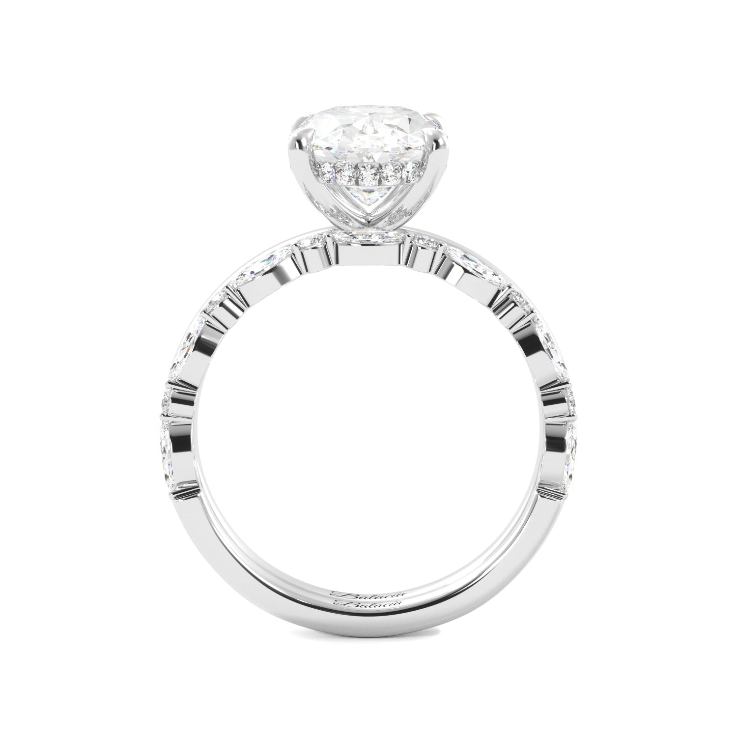 Oval Hidden Halo Engagement Ring