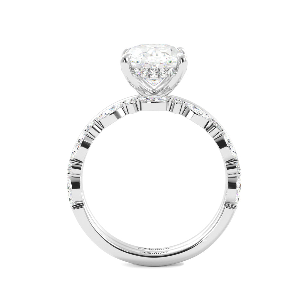 Oval Hidden Halo Engagement Ring